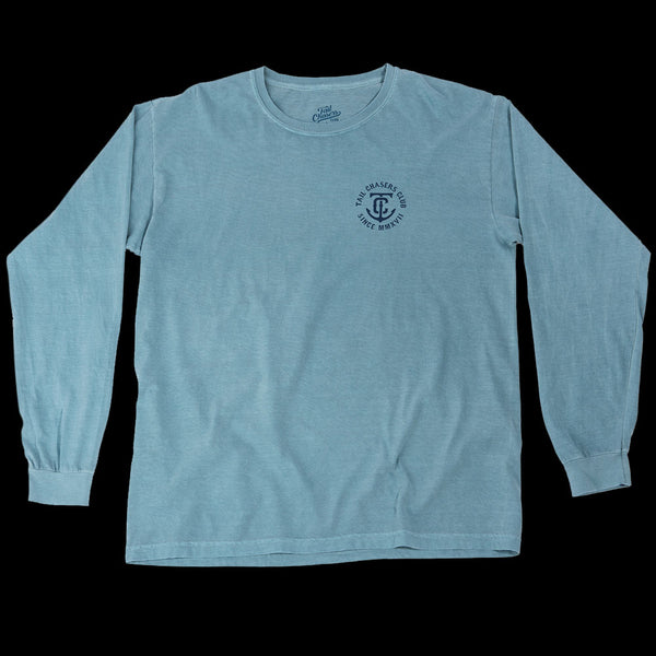 Live Oak Brand Painted Bass Fish Unisex Comfort Colors Pocket Short Sleeve  T-shirt, Mystic Blue- Large